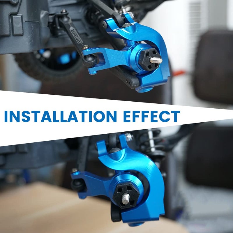 OGUNKE RC Aluminum Front Steering Block&Caster Block and Rear Hub with Ball Bearings Upgrade Parts for 1/10 Arrma Senton Granite Typhon BigRock (Blue) - Image 5